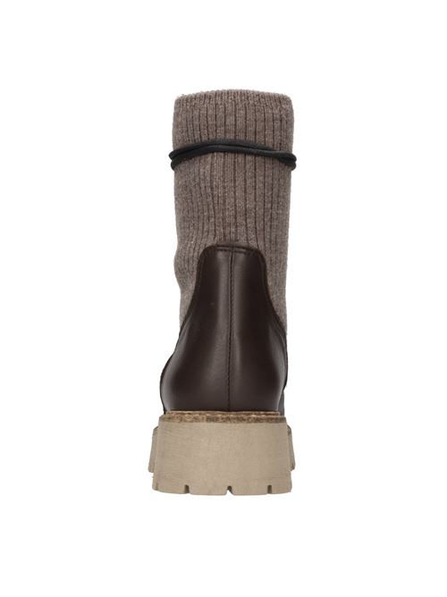 Stivaletti anfibi in pelle e tessuto PATRIZIA BONFANTI | KUNI ELASTIC DENVERT.MORO